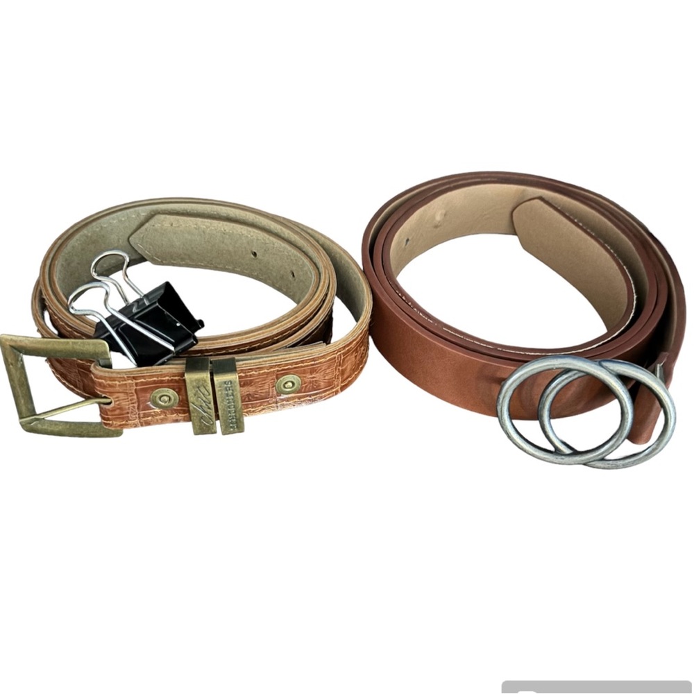 Lot Of 2, Embossing Leather Belt Chic Schooner & Aeropostale Cognac Brown Belts